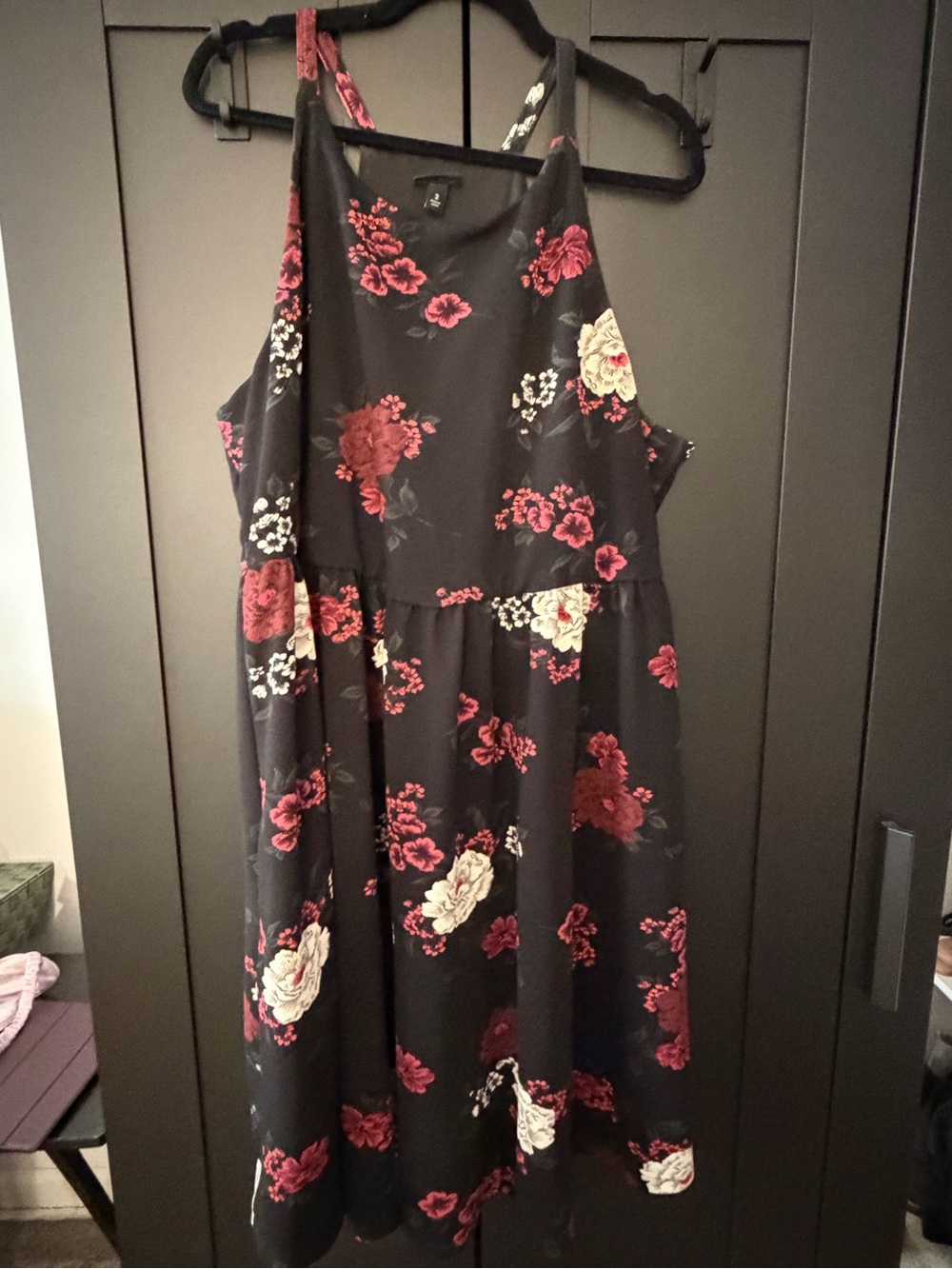 TORRID Black Halter Dress with Red & Cream Floral Print - SIZE 3 at torrid - Picture 9 of 10